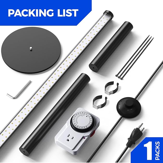 Barrina T10 Pro Standing Grow Light with Timer, 42W, 5000K, Full Spectrum Vertical Tall Grow Lights for Indoor Plants, Wide Coverage, 4FT to 5.6FT Height with Foot Switch, for Flower and Tall Plants