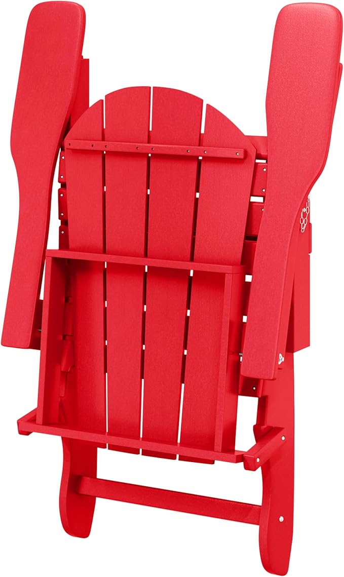 Westin Outdoors Laguna WO Home Furniture Adirondack Chair 4 PC Set Classic Outdoor Patio Folding Chair for Bon Fire Pit Lawn Backyard Beach Plastic Weather-Resistant (Red)