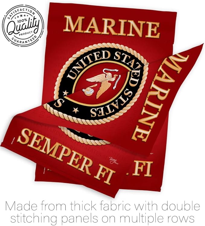 Breeze Decor HS108057-BO Marine Corps Americana Military Decorative Vertical Set, House Flag 28" x 40", Thick Fabric