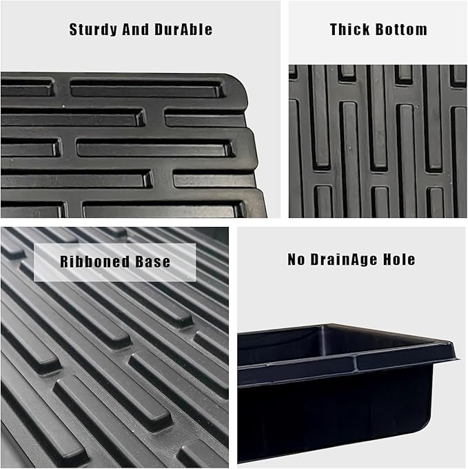 20 Pcs Plant Growing Nursery, Standard 1020 Trays Plastic Sturdy Farmer Self Seedling Tray for Microgreens Indoor Nursery Pots Transplantation (20-Pack, 21.6"×11.2", 2.52" Deep, no Holes)