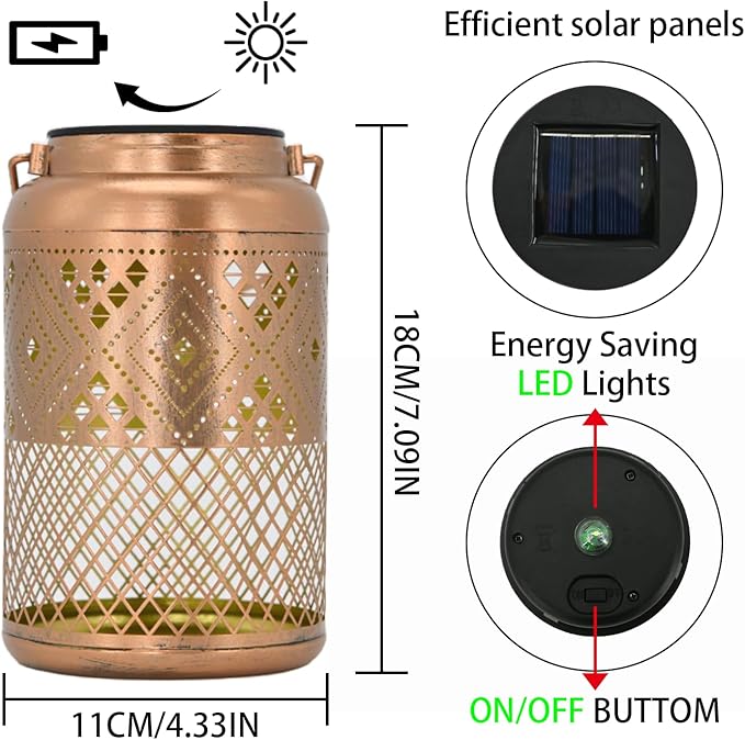2 Pack Solar Lanterns Outdoor Waterproof - Birthday Gifts for Women, Men, Mom, Solar Lights Outdoor Hanging Garden Decor for Outside, Patio, Outdoor, Yard, Lawn, Balcony Modern