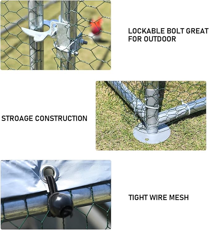 1.26’’ Large Metal Chicken Coop Walk in, Chicken Pen for Chickens, Outdoor Chicken Runs Coops Dog Kennel, Flat Roofed Chicken Runs for Yard with Anti-Ultraviolet Cover (9.2’L x6.2’W x6.4’H)