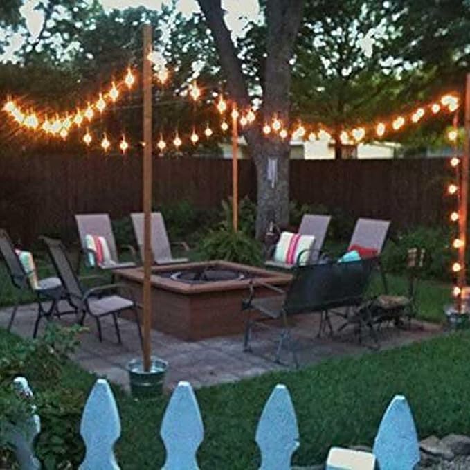 Banord Outdoor String Lights Commercial Grade 96ft Waterproof with 30 S14 Shatterproof Dimmable LED Bulbs, Heavy Duty Hanging Lights for Patio Garden Backyard Decoration, 2W 2x48ft Strands