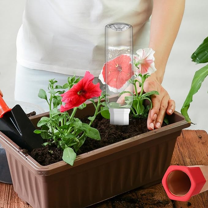 6 Sets Plant Watering Devices Include Terracotta Self Watering Spikes and 26 oz Plastic Bottles, Slow Release Vacation Insert Automatic Plant Waterer Device (Clear and Mixed Color)