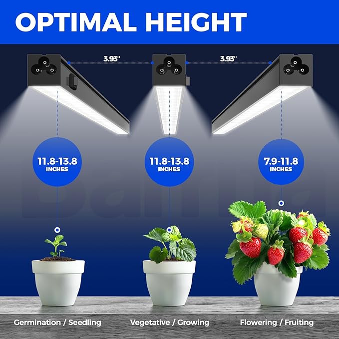 Barrina T5 Grow Lights for Indoor Plants, Full Spectrum Grow Light, 1ft LED Plant Light, Black Cover LED Grow Light Strips, 3 Mounting Modes, Magnetic Installation, Plug and Play, 5000K, 4 Packs