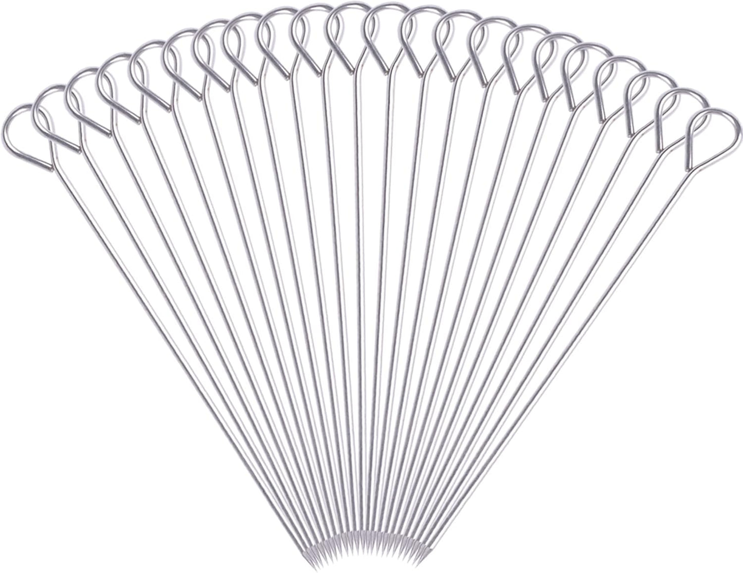 BBQ Skewers - Reusable Stainless Steel 8 Inch Skewers for Grilling Kebob Meat, Chicken, Vegetable Appetiser - Pack of 30