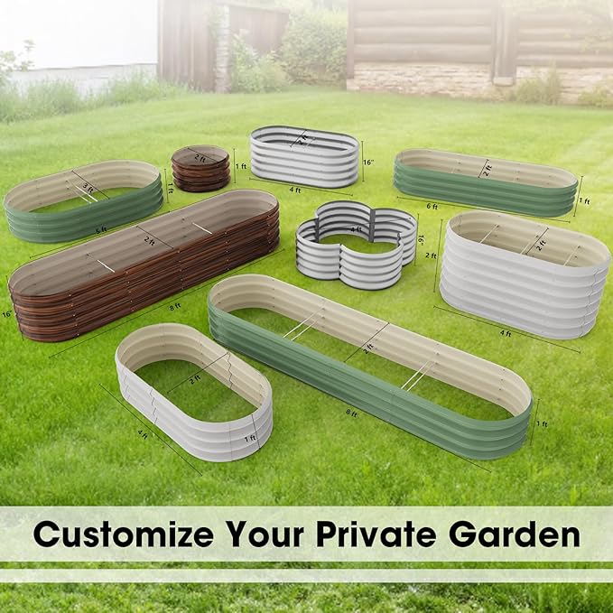 2x2x1ft Round Galvanized Raised Garden Bed Outdoor Metal Planter Box Raised Beds for Gardening,Vegetables,Fruits,Flowers & Herbs (Green)