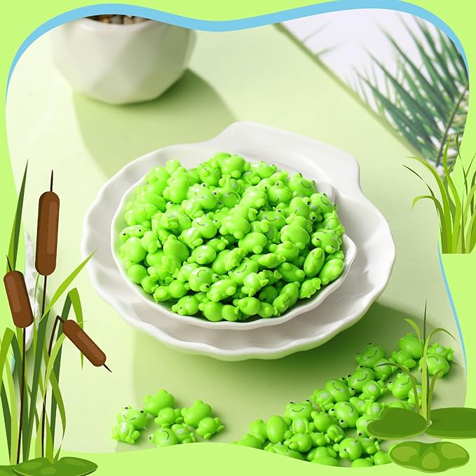 200 Pcs Mini Frog Garden Decor Green Frog Figurines Tiny Frogs Bulk Plastic Frogs Little Frogs for Fairy Moss Landscape DIY Craft Accessories Home Ornament Dollhouse (Classic Style)