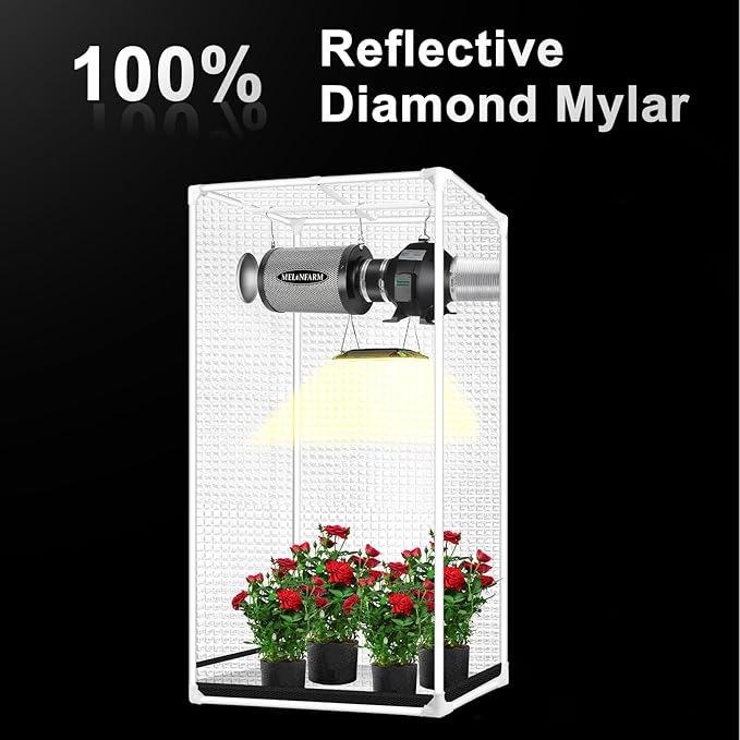 MELONFARM 32"x23"x63" Grow Tent, Double Transparent Viewing Door Indoor Grow Tent, Growing Tent with High Reflective Mylar & Floor Tray, Plant Tent for Indoor Hydroponics Growing