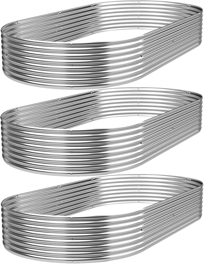 3 Pack Galvanized Raised Garden Bed Outdoor,Metal Garden Bed for Vegetables,Steel Raised Beds for Gardening,Above Ground Garden Box for Flower-50x20 inch