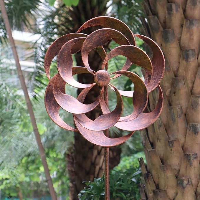 360 Degrees Metal Swivel Classical Wind Spinner Willow Leaves for Patio Lawn Outdoor Yard Lawn Garden 70x20 Inches