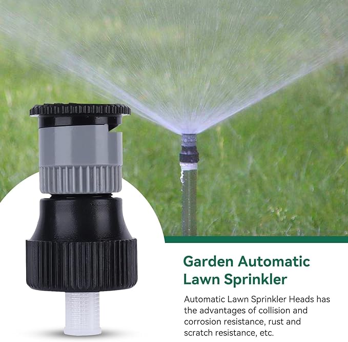 6PCS Lawn Sprinkler Garden Sprinkler, 360° Rotating Buried Spray Nozzle Large Area Coverage Automatic Lawn Sprinkler Heads G1/2 Female Thread Adjusted Watering Sprinkler for Lawn Yard Garden Planter