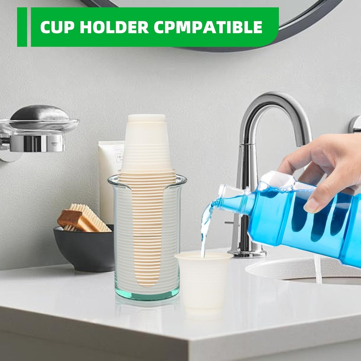 3 oz Compostable Disposable Bathroom Mouthwash&Rinse Cups,100pcs Small Snack Cups for Kids,Mini Drinking Cups for Party,Office, Picnic, BBQ