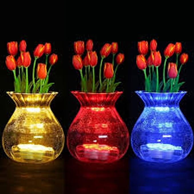 Bright LED Floral Tea Light Vase Submersible Lights for Party Wedding (Pink, 20 Pack)