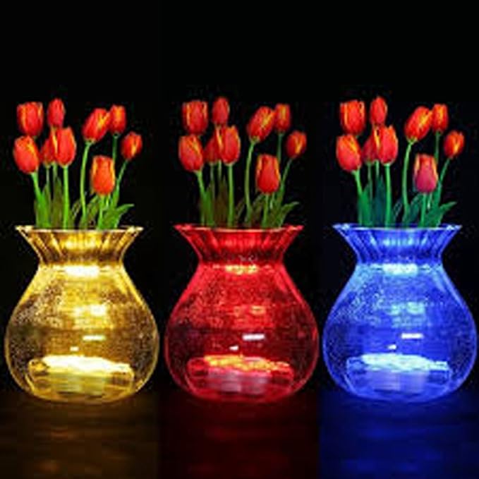 Bright LED Floral Tea Light Vase Submersible Lights for Party Wedding (Blue, 20 Pack)