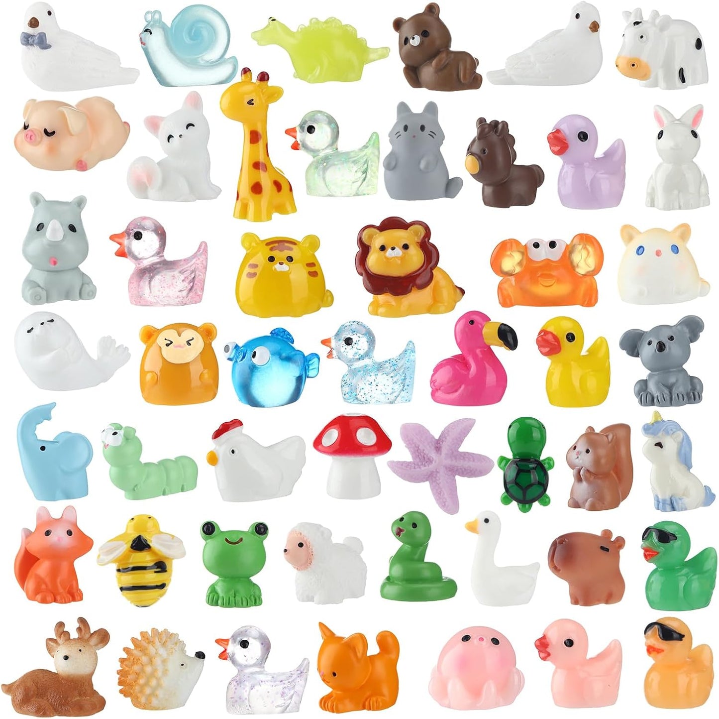 50 Pcs Mini Resin Animals Various Mini Animals Figurines for Farm Animal Figures,Dollhouse,Fairy House Garden,Micro Landscaping
