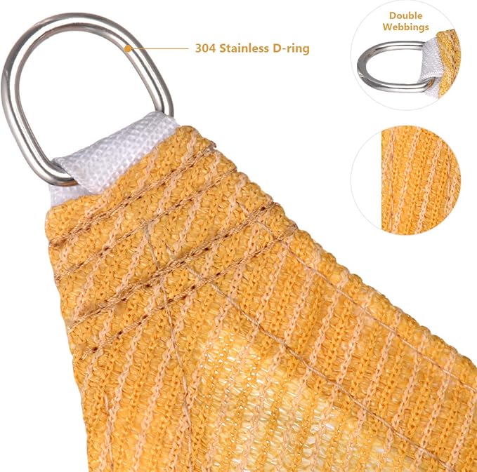 Eden's Decor Straight Flat-Edged Sun Shade Sail Rectangular 11' x 21' Wheat UV-Blocking Outdoor Canopy Fabric Cloth Awning for Pergola Patio Garden Backyard Custom Size
