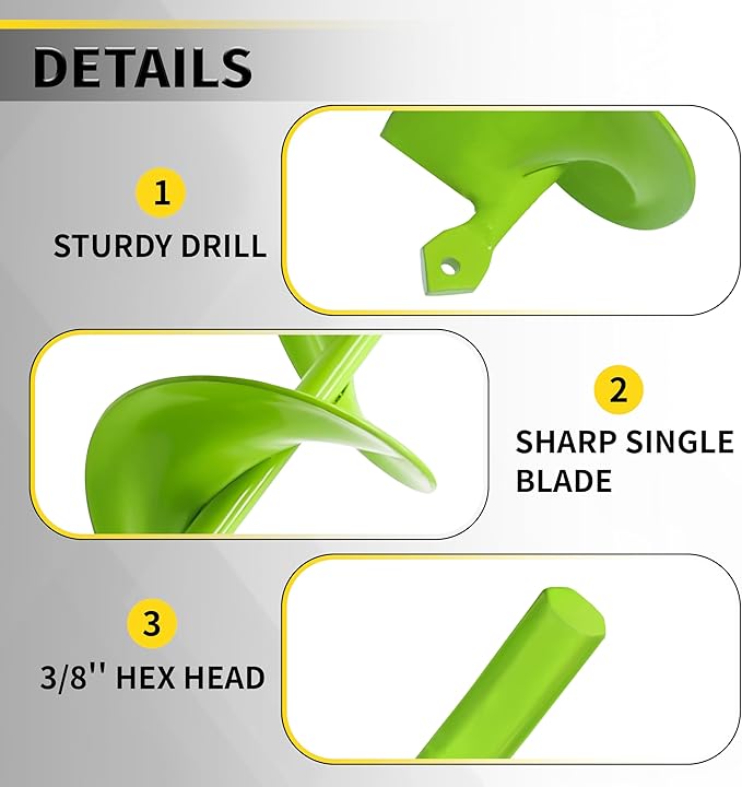 Auger Drill Bit for Planting - 3 x 24 inch Plant Auger for Cordless Drill - Bulb Planter Tool for Bulbs Planting&Holes Digging - 3/8" Hex Drive Drill