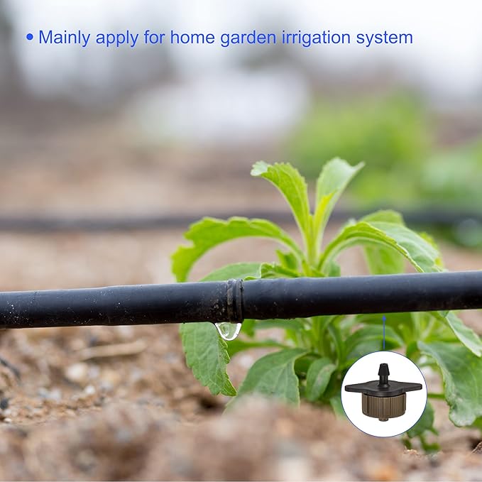 50 Pack Pressure Compensating Dripper - Garden Irrigation, Maintain Constant Flow & Drip Emitter, Apply to Outdoor Garden Lawn Tree (2 Gallon Per Hour, Black Brown)