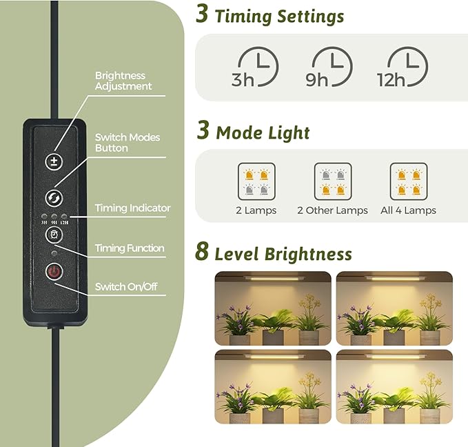 Corner Plant Stand with Grow Lights Plant Shelf Indoor for Multiple Plants Metal Plant Rack Plants Holder Flower Stand for Patio Porch Garden
