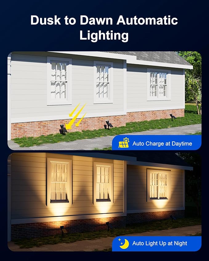 4 Pack Solar Spotlights Outdoor Waterproof for Tree, Statue, Flower, Mailbox, Bush, Wall, Bright LED Outside Landscape Flood Lights for Focus Uplighting Yard, Garden, Driveway, Walkway, House, Fence