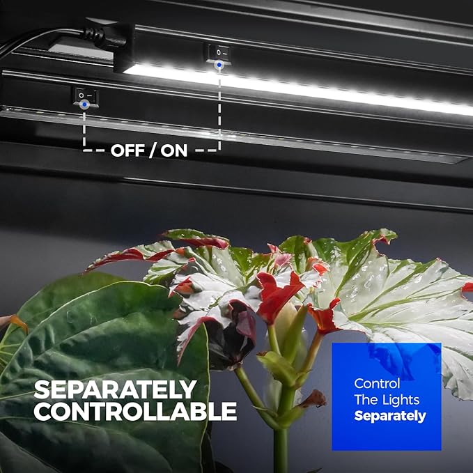 Barrina T5 Grow Lights for Indoor Plants, 2FT 80W(8 x 10W) Black Cover LED Plant Growing Lamp, Full Spectrum Grow Light Strip with Switch, Magnetic Installation, Plug and Play, 5000K, 8 Packs