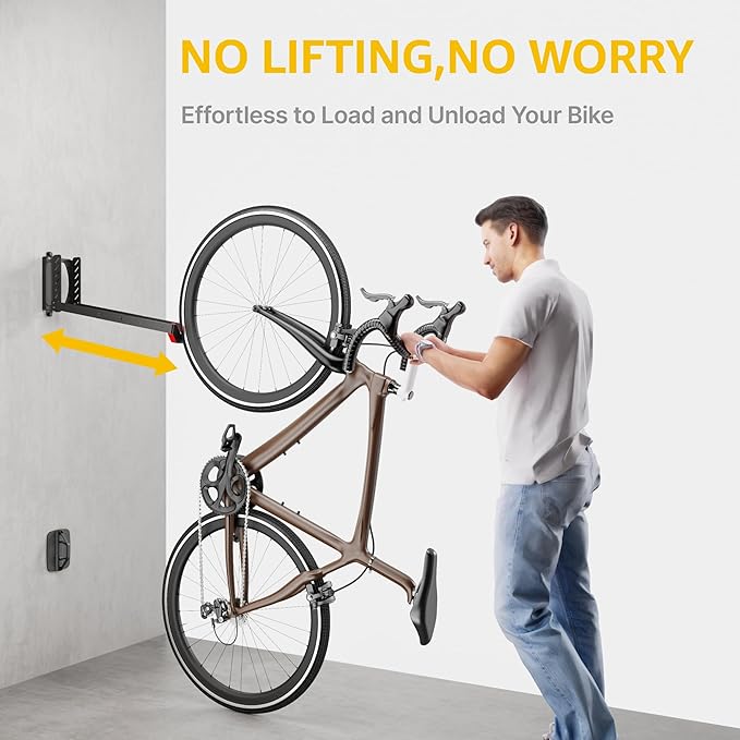 monTEK Swivel Bike Wall Mount, No Heavy Lifting Required Bike Wall Mount, Bike Hangers for Garage, Space-Saving Bike Rack Garage, Easy to Load and Unload, Bike Hanger Can Hold Up to 77 lbs, 4 Pack