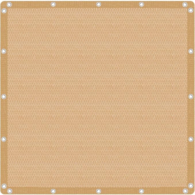 VICLLAX Shade Fabric Sun Shade Cloth with Every 2 FT Grommets for Patio Garden Pergola Cover Canopy 5x8 FT, Wheat