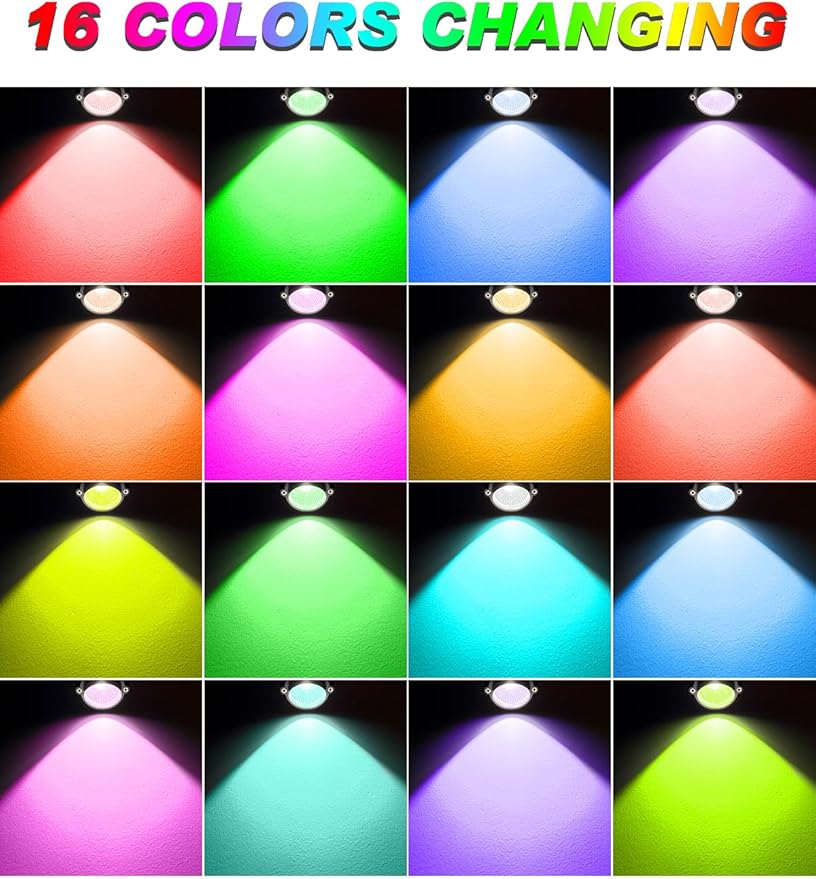 Halloween RGBW Outdoor Spotlights for Yard,10W Color Changing Landscape Lights with Remote Control 120V LED Landscape Lighting Waterproof Spotlight with Plug Tree Garden Path Decoration (2Pack)