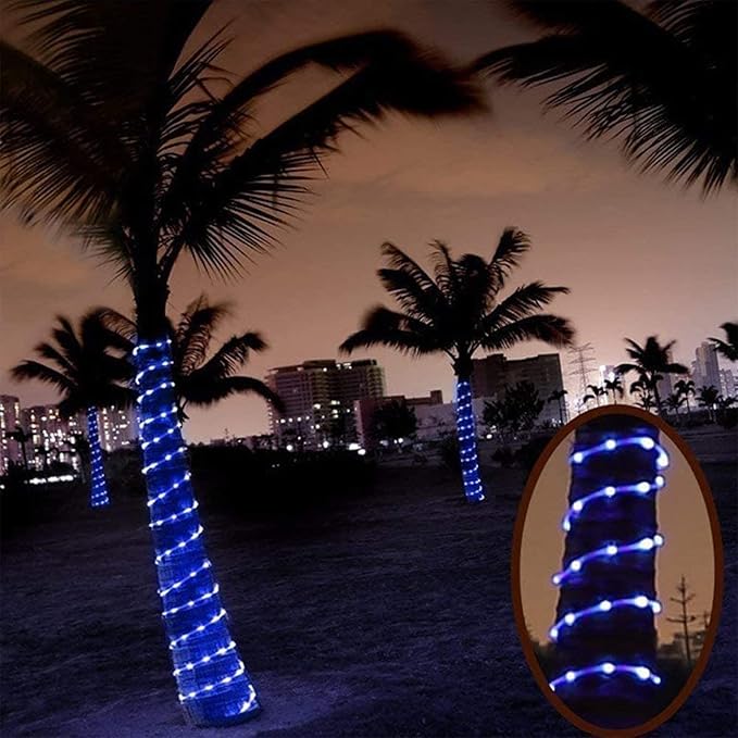 50ft 360 LED Rope Lights Outdoor, Connectable and Flexible Tube Lights with 8 Modes, Waterproof Indoor Outdoor LED Rope Lighting for Deck, Garden, Pool, Fences,Patio, Indoor Outdoor Decorations (Blue)