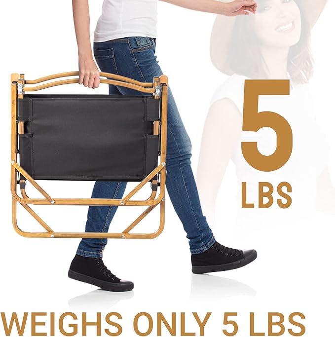 Outvita Portable Folding Camping Chair, 2pcs Ultralight Low Beach Chair, Durable Aluminum Frame Armchairs for Hiking Concert Fishing Picnic, Supports 225Lbs
