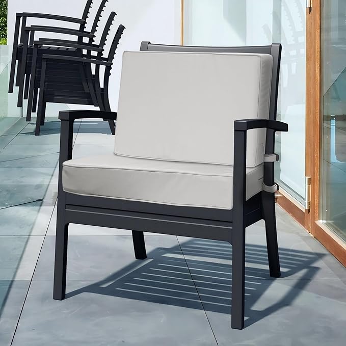 Outdoor Deep Seat Cushion Set 19" x 19", Water Repellent & Fade Resistant Cushion for Patio Furniture, Back & Seat Cushion with Removable Covers for Sofa, Couch, Light Grey