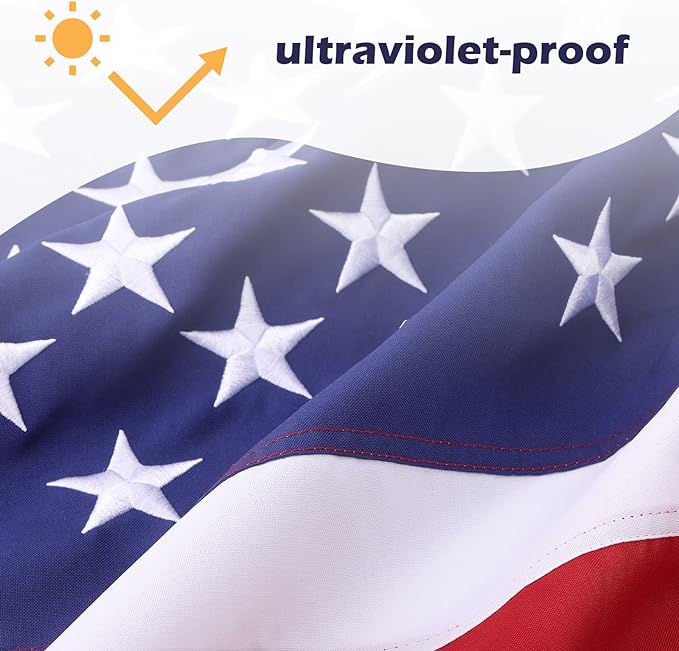 American Flag 8x12 Ft Deluxe Water Resistant Series Made From Heavy Duty Super Tough Spun Polyester/Embroidered Stars/Sewn Stripes/Brass Grommets,US Flags Perfect for Outside