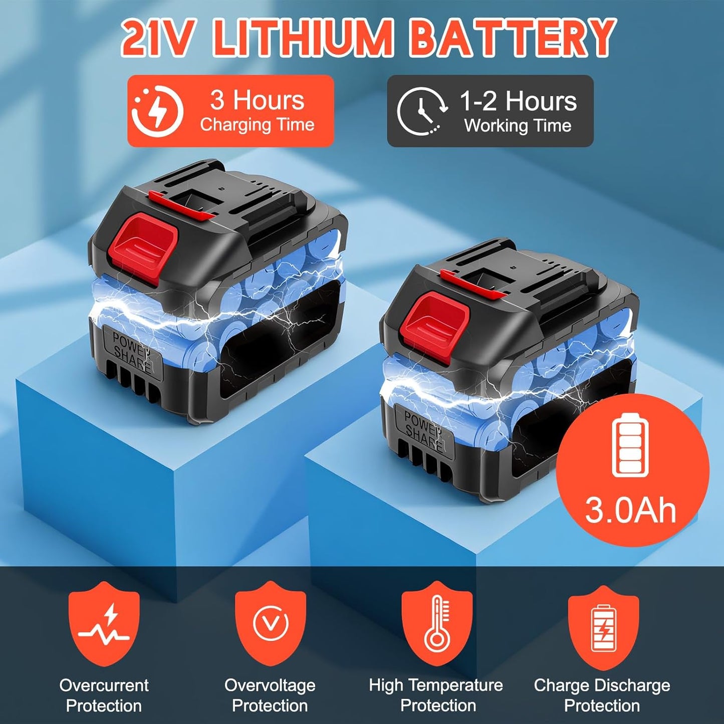ALSO GO 22’’ Cordless Hedge Trimmer, 21V Electric Shrub Trimmer, Bush Trimmer Cordless with 2 PCS 3.0Ah Rechargeable Battery and Charger, Electric Handheld Bush Clipper for Garden, Lawn