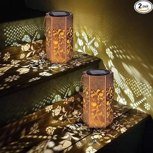 2 Pack Dragonfly Solar Lanterns Outdoor Waterproof - Birthday Gifts for Women, Men, Mom, Solar Lights Outdoor Hanging Garden Decor for Outside, Patio, Outdoor, Yard, Lawn, Balcony