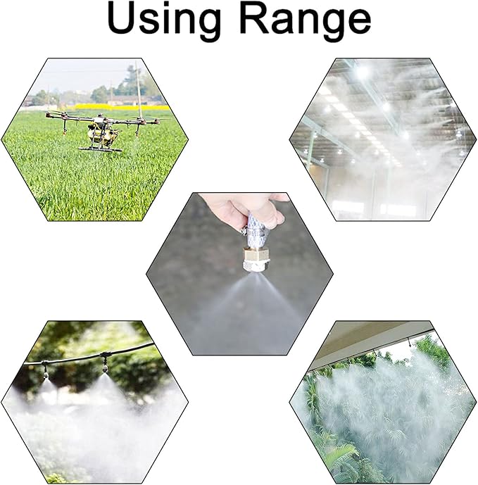 Aopin G 3/16 Brass Misting Nozzles 0.6mm / 0.024" Orifice Atomizing Mister Sprayer Nozzle Suitable For Outdoor Cooling,Garden Irrigation,Fountain, Crop Nutrient Injection, Greenhouse 16 Pcs