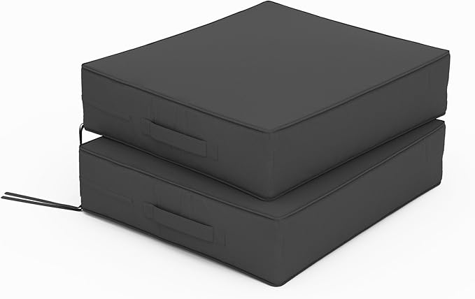 Patio Chair Cushions 18.5 X 16 X 4 Inch Waterproof Outdoor Seat Cushions for Patio Furniture, Outdoor Sofa Couch Pads with Ties & Handle, Set of 2, Grey