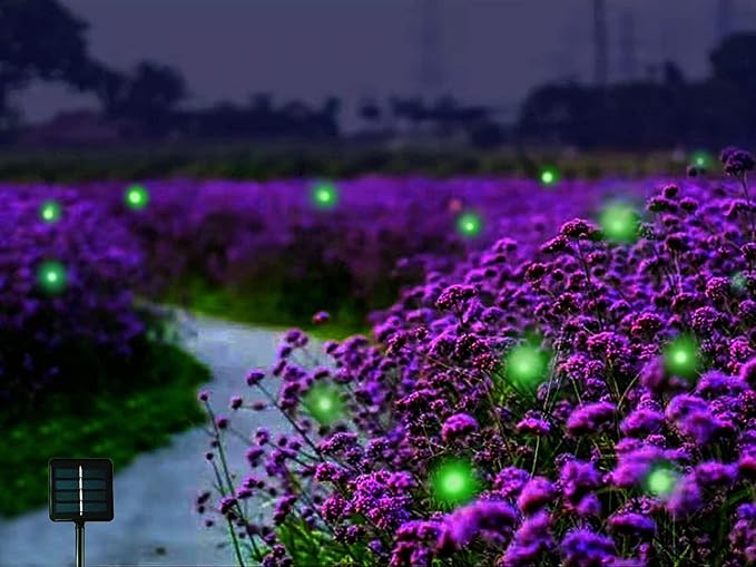 Outdoor Solar Powered Firefly Lights Bugs with 9 Bee, Flickering Fireflies String Lights with 9 Amusing Fireflies Bulbs for Garden Patio Lawn, Brings Back Memories of Your Childhood
