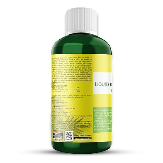 Organic Premium Kelp Seaweed Fertilizer for Peace Llily - Liquid Plant Food - Nutrient-Rich Soil Enhancer - Natural Plant Food for Spathiphyllum (16 OZ)