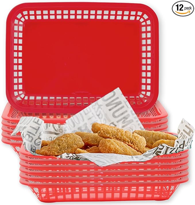 TableCraft Products C1079R Cash and Carry Large Grande Basket, Red (Pack of 12)