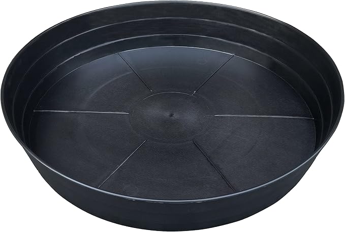 25 Inch Extra Large Plant Saucers, Extra-Deep 4.25 in Black Drip Trays for Flower Pot, Heavy Duty Drainage Tray Indoors No Holes, 2 Pack Plastic Planter Plate Water Catcher for Pots Base 20 21 22 in