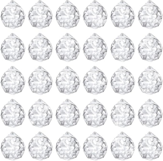 30 Pack Crystal Ball 20 mm Prism Suncatcher Sun Catchers Hanging Crystals Prisms for Windows Gift Feng Shui (Clear)