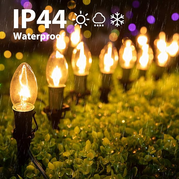 Brightown 4 Pack C9 Christmas Pathway Lights Outdoor - Total 102.8 FT Walkway Lights with 80 Clear Bulbs, Connectable Christmas Stake Lights, Outdoor Christmas Decoration for Lawn Holiday, Warm White