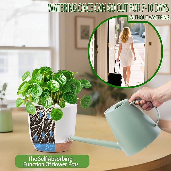 7.2 Inch Self Watering Orchid Pots for Indoor Plants,Macetas para Orqudeas,Flower Pots for Indoor Plants with Holes(White)