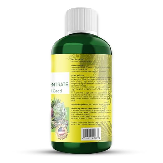 Organic Kelp Seaweed Fertilizer: Premium Succulent and Cactus Food - Indoor Plant Nutrition with Root Booster, Ideal for Christmas Cactus, Dragon Fruit, and Potted Plants (8 OZ)