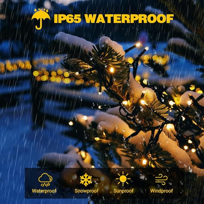 2-Pack Solar String Lights for Outside, Total 400 LED Solar Christmas Lights Outdoor Waterproof, Green Wire Solar Tree Light with 8 Lighting Modes for Xmas Wedding Party Garden Decoration(Warm White)