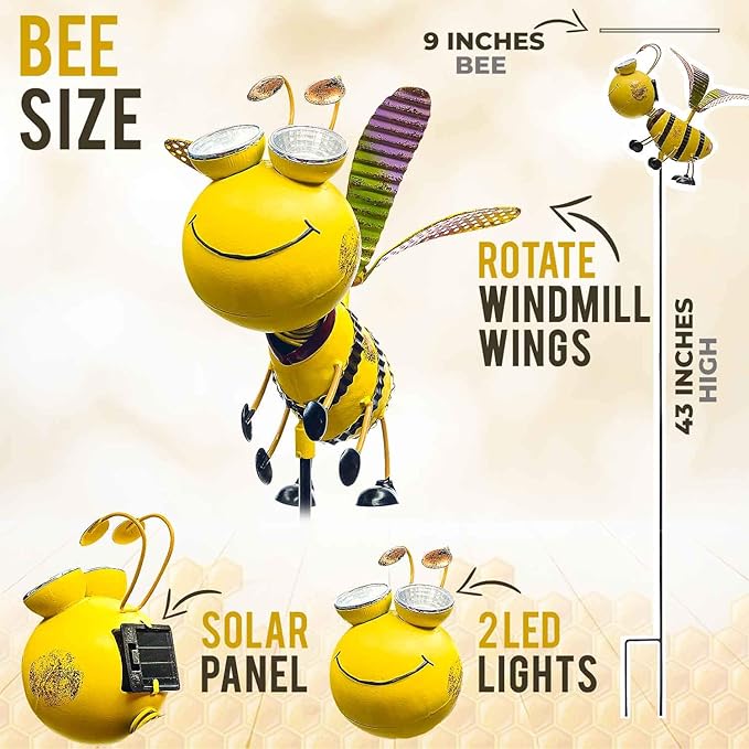 Bee Garden Decor - Add A Touch of Whimsy to Your Outdoor Living Space with This Bumble Bee Metal Yard Art - Bee Yard Decor