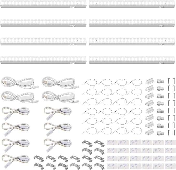 Barrina Grow Lights for Indoor Plants, 5000K White Full Spectrum Led Grow Light, 1ft Plant Grow Light, LED Grow Light, T5 Grow Light Strip, Plug and Play, 8-Pack