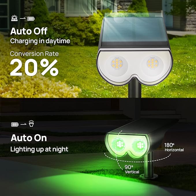 Consciot Solar Spot Lights Outdoor, Halloween Decorations 16 LEDs IP67 Waterproof Color Changing Solar Outdoor Lights, 8 Colors, 2-in-1 Adjustable Wall Lights for Garden Yard Pathway, 6 Pack(RGB)