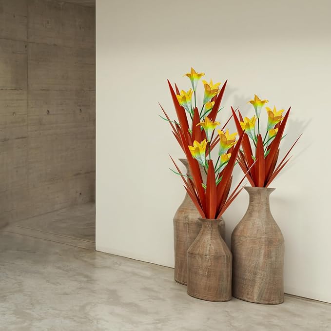 Homight Metal Agave Plant Outdoor Decoration Outdoor Garden Decoration Lily Mexican Yard Art Plant Garden Agave Lily Decorative Garden Gift… (2 Big Yellow Lilies)